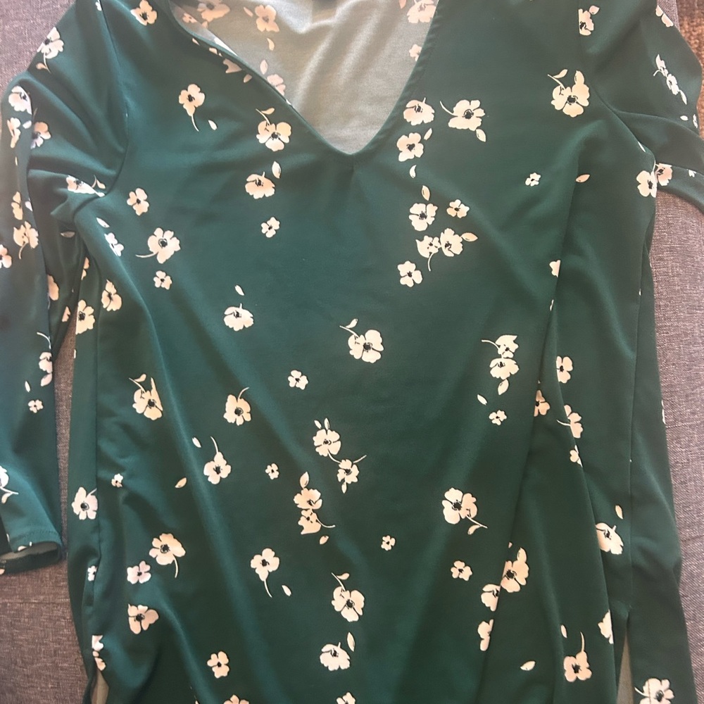 Floral Green V-Neck shirt and pant set
